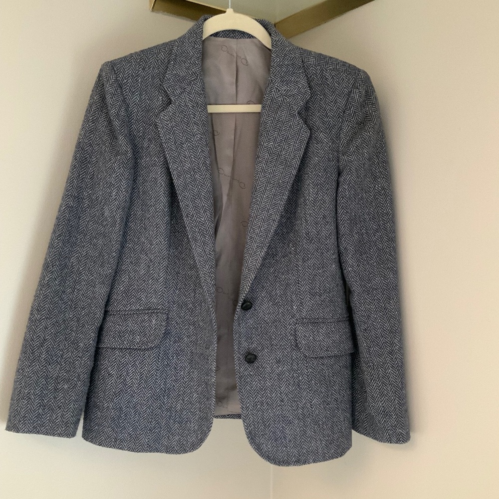 Oscar de la Renta Blue Grey S Blazer Timeless Classic Officecore